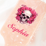 Personlig Gothic Skull Birth Flower Hårborste med namn Bröllopsdag Födelsedagspresent för kvinna Goth Lover
