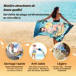 Serviette de plage personnalisée avec personnage dessin animé et nom - Cadeau d'anniversaire essentiel pour elle et lui