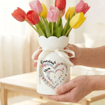 Personalized Heart Birth Flower Ceramic Vase with 2-10 Names Home Decor Daily Use Birthday Gift for Mom Grandma