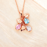 Personalised 1-4 Birthstones Leaf Initial Necklace Dainty Jewellery Daily Wear Anniversary Birthday Gift for Mom Grandma Woman