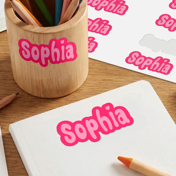Personalized Multicolour Shadow Name Waterproof Stickers Labels School Supplies Back to School Birthday Gift for Kids Students