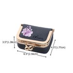Personalised Ink Painting Style Birth Flower Portable Genuine Leather Mini Jewellery Case with Kiss Lock and Name Daily Use Birthday Gift for Women