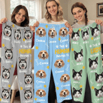 Personalized Paw Bone Print Soft Pajama Pants with 1-5 Photos Name and Title Daily Wear Birthday Gift for Pet Lovers Friends