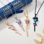 Personalised Heart Birthstone Graduation Cap Necklace with Name Graduation Ceremony Party Gift for Graduates