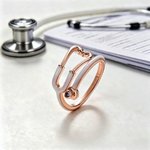 Personalized Multicolor Enamel Stethoscope Heart Birthstone Ring Nurses Week Appreciation Gift for Nurse Doctor Medical Staff