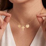 Personalised Volleyball Cross Initial Stainless Steel Necklace with Daily Use Birthday Gift for Volleyball Players Christian