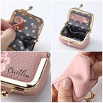 Personalised Ink Painting Style Birth Flower Portable Genuine Leather Mini Jewellery Case with Kiss Lock and Name Daily Use Birthday Gift for Women