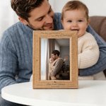 Personalized Date of Birth Engraved Wooden Photo Frame with Name Home Decor First Father's Day Gift for New Dad Daddy