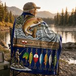 Personalised We Hooked The Best Papa Soft Throw Blanket with Name Home Decor Father's Day Birthday Gift for Dad Grandpa Fishing Lover