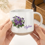 Personalised Birth Flower 12 oz Ceramic Coffee Mug with Handle and Name Daily Use Birthday Gift for Friends Office Workers