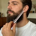 Personalisierte hölzerne Edelstahl faltbar Männer Bart Kamm mit Gravur Name Text und Geschenk-Box Vatertag Hochzeit Geschenk für Groomsmen Väter