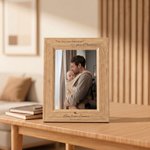 Personalized Date of Birth Engraved Wooden Photo Frame with Name Home Decor First Father's Day Gift for New Dad Daddy