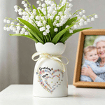 Personalized Heart Birth Flower Ceramic Vase with 2-10 Names Home Decor Daily Use Birthday Gift for Mom Grandma