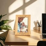 Personalized Date of Birth Engraved Wooden Photo Frame with Name Home Decor First Father's Day Gift for New Dad Daddy