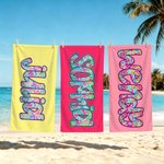 Personalized Preppy Floral Letter Oversized Quick Dry Beach Towel with Name Travel Essential Birthday Gift for Friends Sisters
