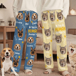 Personalized Paw Bone Print Soft Pajama Pants with 1-5 Photos Name and Title Daily Wear Birthday Gift for Pet Lovers Friends
