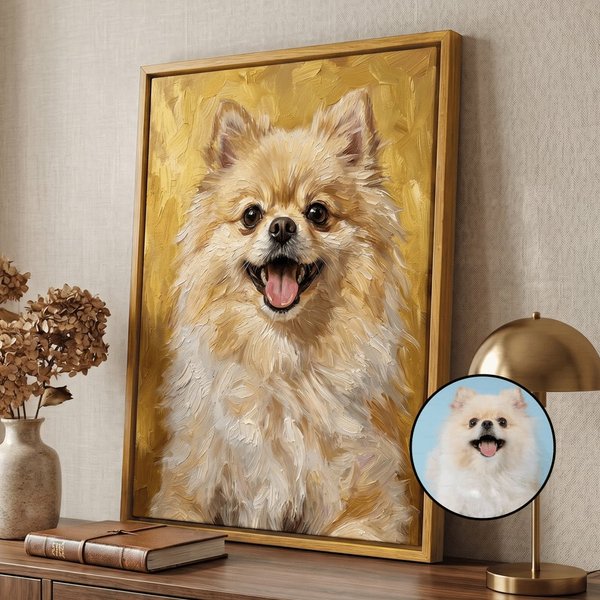 Paw-fectly Captured in Every Stroke - Personalised Modern Painting Texture Pet Photo Canvas Prints with Name Birthday Anniversary Gift for Pet Lovers