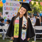 Fajín de Graduación Personalizado con Lápiz Multicolor y Foto con Nombre Año y Grado Regalo de Graduación Preescolar para Graduados Niños