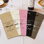 Personalized Wedding Theme Drawstring Wine Bag with Text Name and Year Wedding Engagement Party Gift for Bride Groom Couple