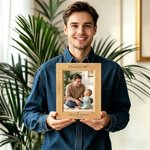 Personalized Date of Birth Engraved Wooden Photo Frame with Name Home Decor First Father's Day Gift for New Dad Daddy