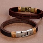 Bracelet en cuir personnalisé avec texte gravé - Cadeau d'anniversaire et de baptême pour hommes et femmes