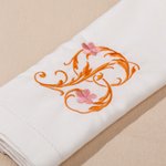 Personalized Embroidered Floral Initial Linen Napkin Table Decor Anniversary Wedding Birthday Gift for Family Friends