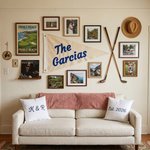 Personalized Multicolor Chenille Embroidery Family Surname Pennant Engagement Wedding Party Gift for Couples Newlyweds
