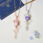 Personalised Heart Birthstone Graduation Cap Necklace with Name Graduation Ceremony Party Gift for Graduates