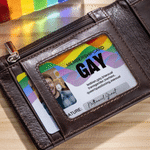 Spersonalizowana tęczowa gejowska karta członkowska z imieniem i nazwiskiem oraz torbą prezentową Tęczowy prezent dla społeczności LGBT