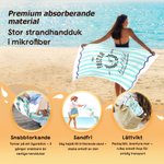 Personlig snabbtorkande strandhandduk randig pool club design med familjenamn badlakan för sommarstuga och familjepresent