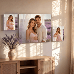 Personalized Photos Set of 3 Warm Minimalist Wrapped Canvas Prints Wall Displays Ship from USA Housewarming Anniversary Wedding Gift for Couple Family