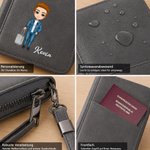 Personalisierte Cartoon-Figur Reisepasshülle aus PU-Leder | mit Handschlaufe | Reisezubehör | Geburtstag Geschenk für Familie Freunde