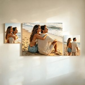 Personalized Photos Set of 3 Warm Minimalist Wrapped Canvas Prints Wall Displays Ship from USA Housewarming Anniversary Wedding Gift for Couple Family