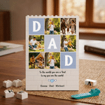 Personalised Dad Photo Rectangle Building Brick Puzzle with 6 Photos Text and Name Father's Day Gift for Dad Husband