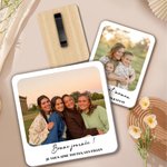 Clip de pare-soleil voiture personnalisé avec texte et photo - Accessoire en bois pour voiture - Cadeau pour la famille
