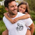 Personalised Simple Line Drawing Style Photo Comfortable T-shirt Sweatshirt with Text Daily Wear Father's Day Birthday Gift for Father Family Grandad