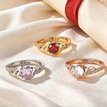 Personalized Birthstone Sterling Silver Ring with Engraved Name Year and Text Birthday Anniversary Graduation Gift for Graduates