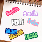 Personalised Multicolor Shadow Name Waterproof Stickers Labels School Supplies Back to School Birthday Gift for Kids Students