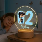 Personalized 3D Soccer Cartoon Character LED Night Light with Name Initial and Wooden Base Room Decor Birthday Gift for Boys Girls