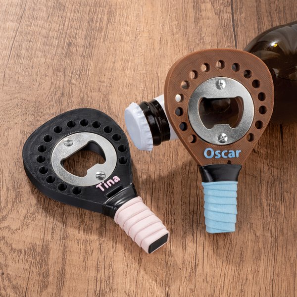 Décapsuleur de raquette de padel multicolore imprimé en 3D avec nom Cadeau d'anniversaire pour les amoureux de la raquette de padel