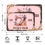 Personalized Retro Floral Sewing Machine Tinplate Painting with Text Tailor Shop Decor Birthday Gift for Sewing Lovers