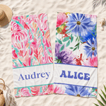 Personalised Watercolor Floral Quick Dry Oversized Beach Towel with Name Beach Pool Party Accessories Summer Vacation Gift for Her