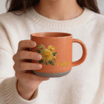 Personalised Birth Flower 12 oz Ceramic Coffee Mug with Handle and Name Daily Use Birthday Gift for Friends Office Workers