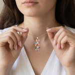 Personalised Dainty Family Heart Birthstone Necklace with 1-6 Names Birthday Mother's Day Gift for Mom Grandma Woman