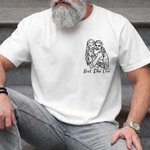 Personalised Simple Line Drawing Style Photo Comfortable T-shirt Sweatshirt with Text Daily Wear Father's Day Birthday Gift for Father Family Grandad