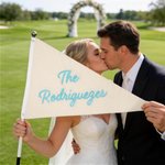 Personalized Multicolor Chenille Embroidery Family Surname Pennant Engagement Wedding Party Gift for Couples Newlyweds