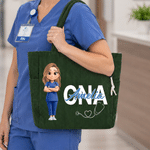 Personlig medisinsk personale Cartoon Character Corduroy Large Tote Bag Daglig bruk Bursdag Sykepleieres dag Gave til sykepleier lege