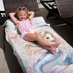 Personalized Cute Cartoon Mermaid Soft Quick Dry Beach Towel with Name Vacation Beach Party Gift for Women Girls