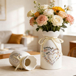 Personalized Heart Birth Flower Ceramic Vase with 2-10 Names Home Decor Daily Use Birthday Gift for Mom Grandma