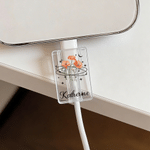 Personalized Birth Flower Set of 2 Acrylic Cable Protector with Name for iPhone Type-C Daily Use Birthday Gift for Besties Family Friends